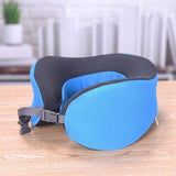 Coussin cervicale memoire de forme bleu